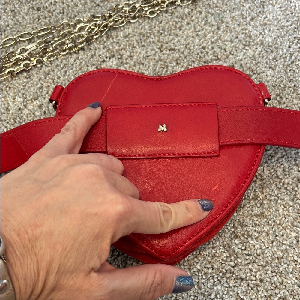 Maje Red Heart Crossbody or belt Bag Chain + leather belt - Picture 8 of 12